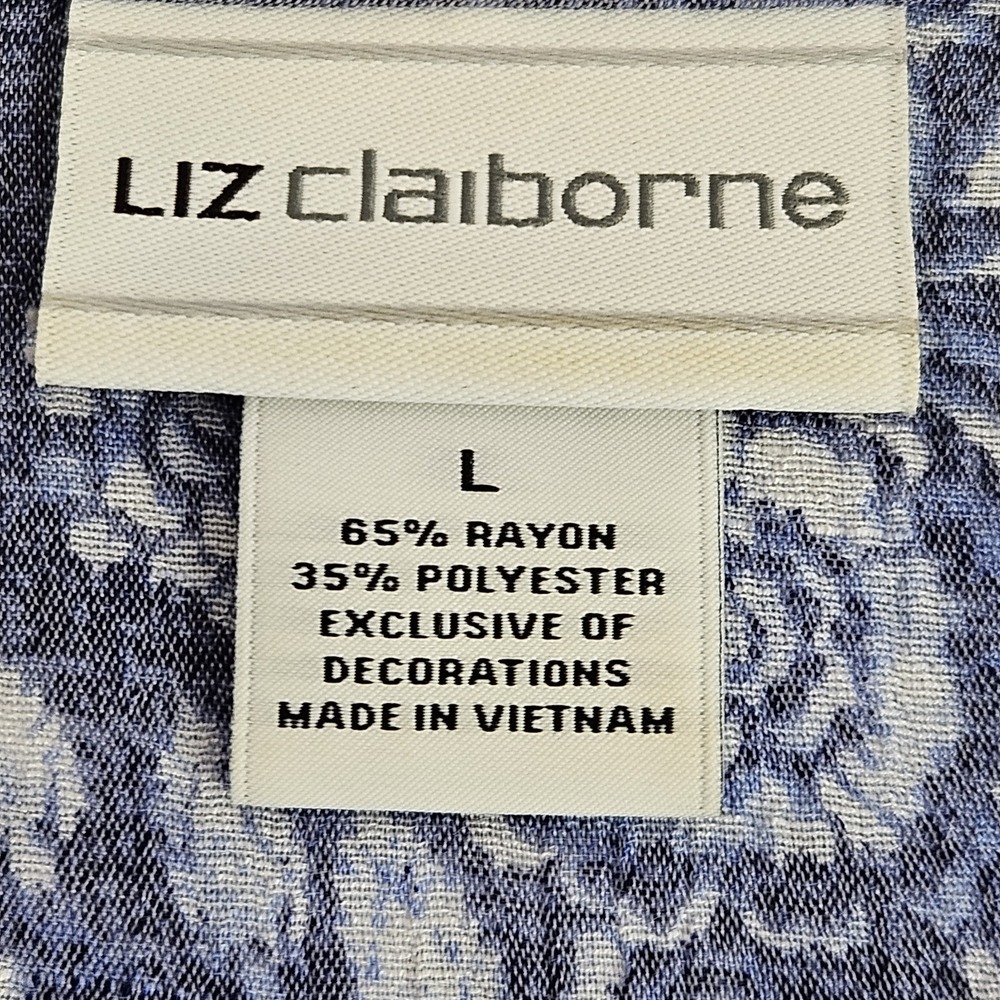 Liz Claiborne Lightweight  Floral And Blue Size Large Tie On Front‎ - Picture 4 of 5